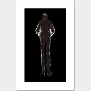 cool man walk view back illustration Posters and Art